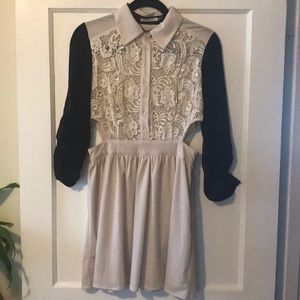 Mustard Seed black and cream lace dress